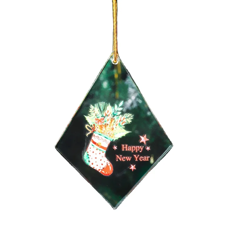 XQGJ-005 Laser engraved Crystal Home Christmas Decorations Pendant Funny Christmas Tree Hanging Ornaments