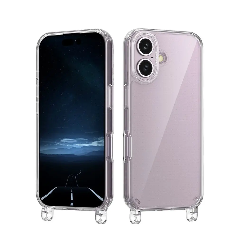 Laudtec Case for iPhone 16 Pro with Adjustable Lanyard Strap Clear Transparent Anti-Yellowing Shockproof Protective Cover