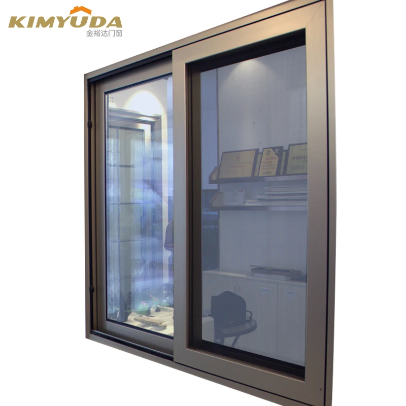 Double Glass Burglar Proof Sliding Window Aluminum Sliding Balcony Window with Security Bars