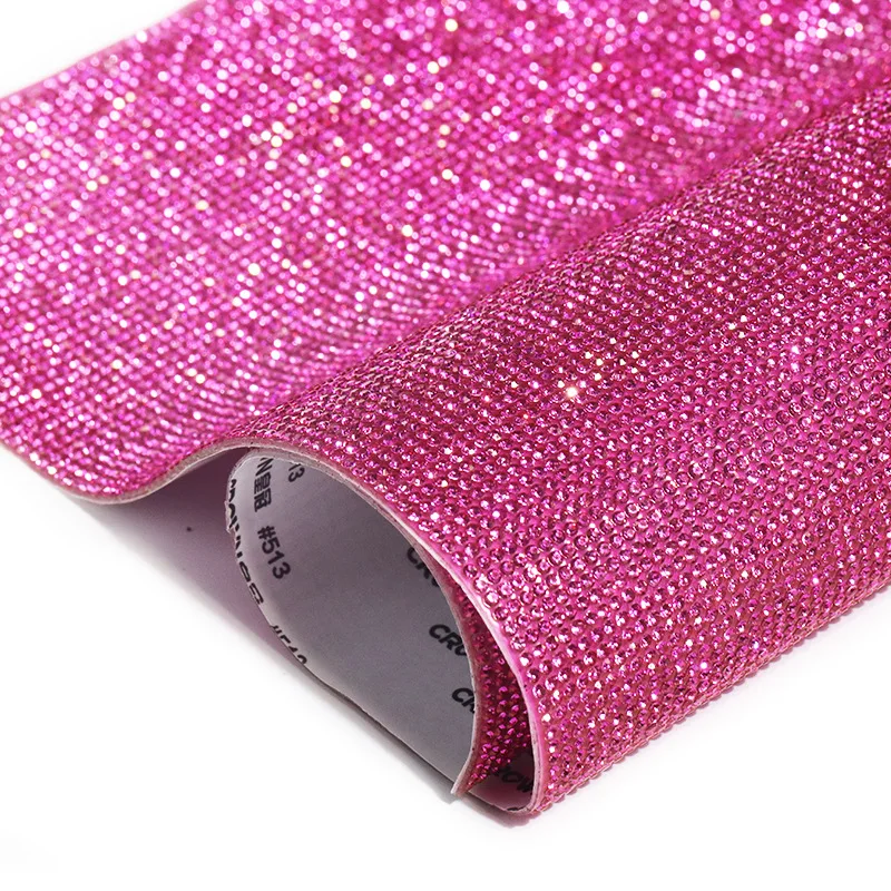 Горячая розовая роза 24x40 см двухсторонний самоклеящийся лист со стразами для поделок своими