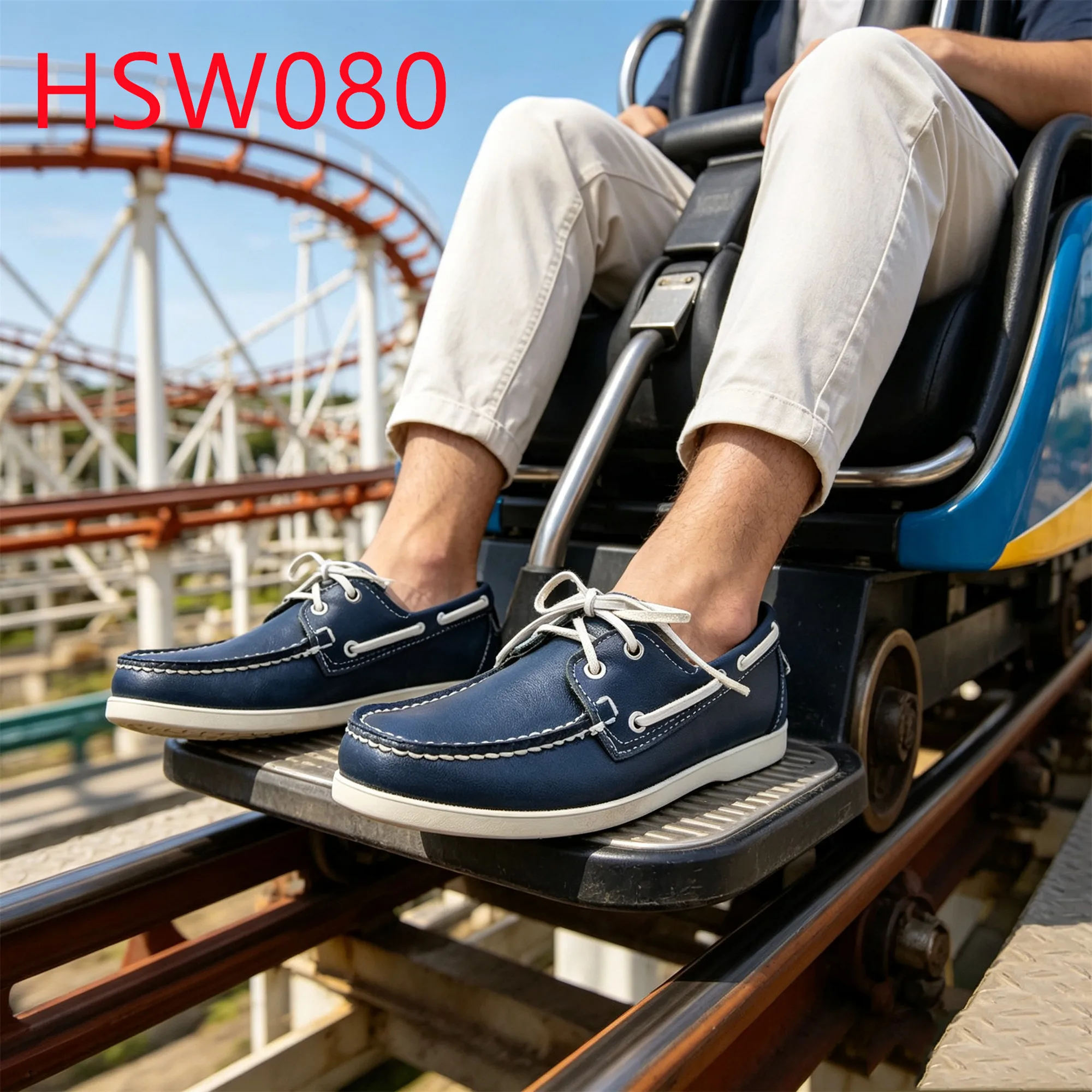 HY,Versatile Occasion Not Grind Foot Full Grain Leather Hua Singh Boat Shoes Lace up Style Washed Blue Loafer Shoes HSW080