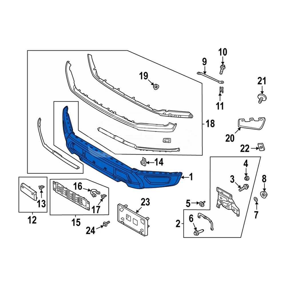 ML3Z17757E ML3417757ED Electric-Plating With Radar Holes Front Bumper ... — 3