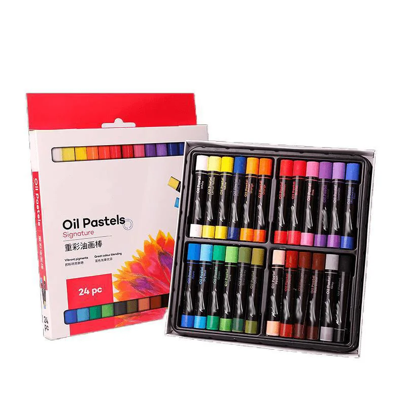Oil Pastels Set,24 Assorted Colors Non Toxic Professional Round