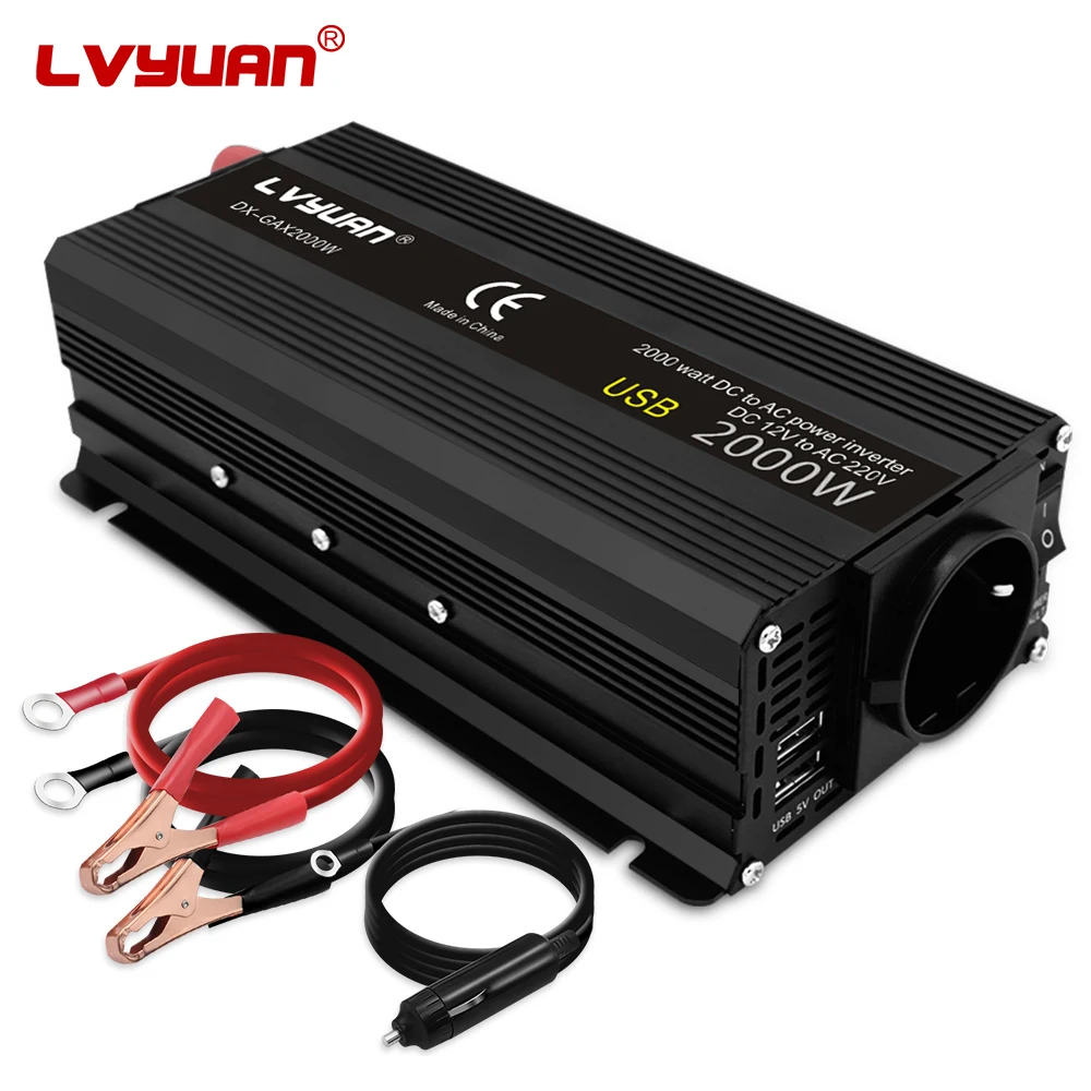 LVYUAN 2KW 220V 移動式機器用携帯電話充電器 DC-ACパワーインバーター 