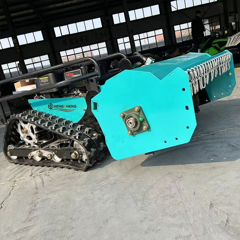 CE/EU/EPA Remote-controlled Tracked Lawn Mower Cutting Width 800mm Koop Engine One-key Start 4.5 Acres Per Hour Robotic Mower