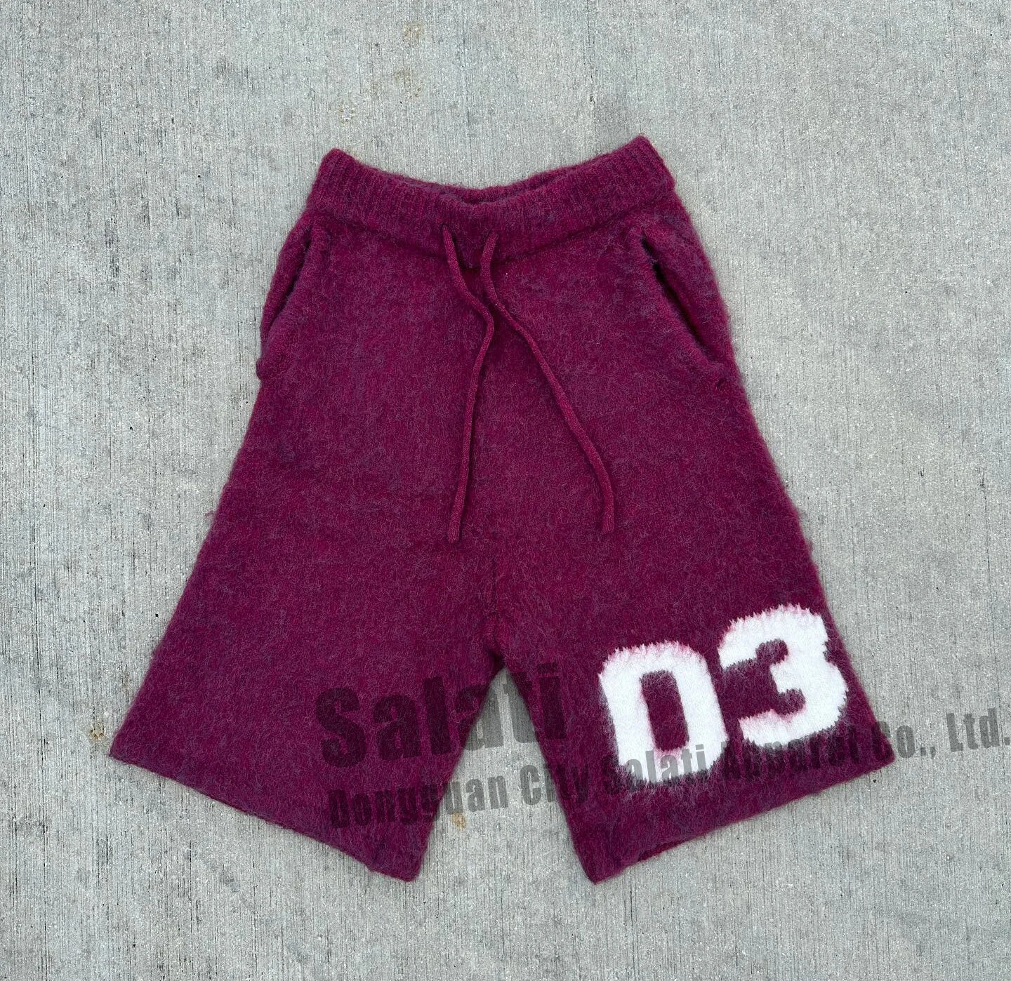 Custom Printed Logo Mohair Shorts Pants Drawstring Fuzzy Knit Streetwear Shorts for Men gallery 11