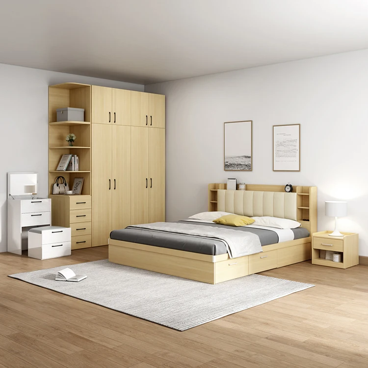 Hot sell teak venner wood craft luxury bedroom sets furniture master bedroom for sale