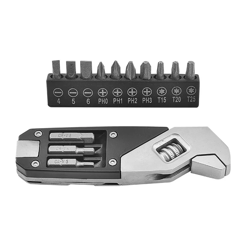 Portable Folding Hex Socket Wrench Set Stainless Steel Adjustable Hex Wrench with Screwdriver Bits Hand Tool Home Repair