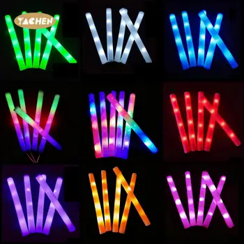 YACHEN Light-up Toys 3 Modes Flashing LED Light Sticks for Weddings Concerts Christmas Halloween Party Supplies Foam Glow Sticks