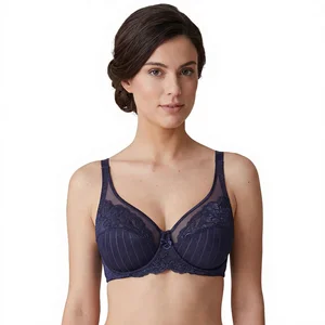 Selene Mari Luz Women's Lace Striped Everyday Non-Padded Underwire Bra