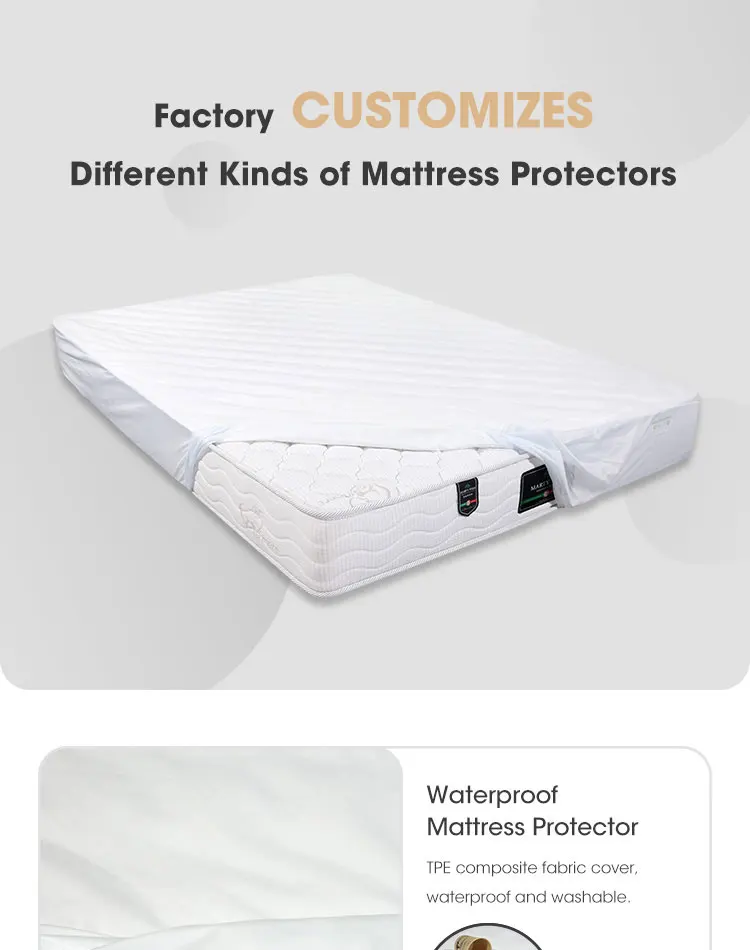 Factory Custom Hilton Hotel Bamboo Quilted Mattress Cover Terry Cotton