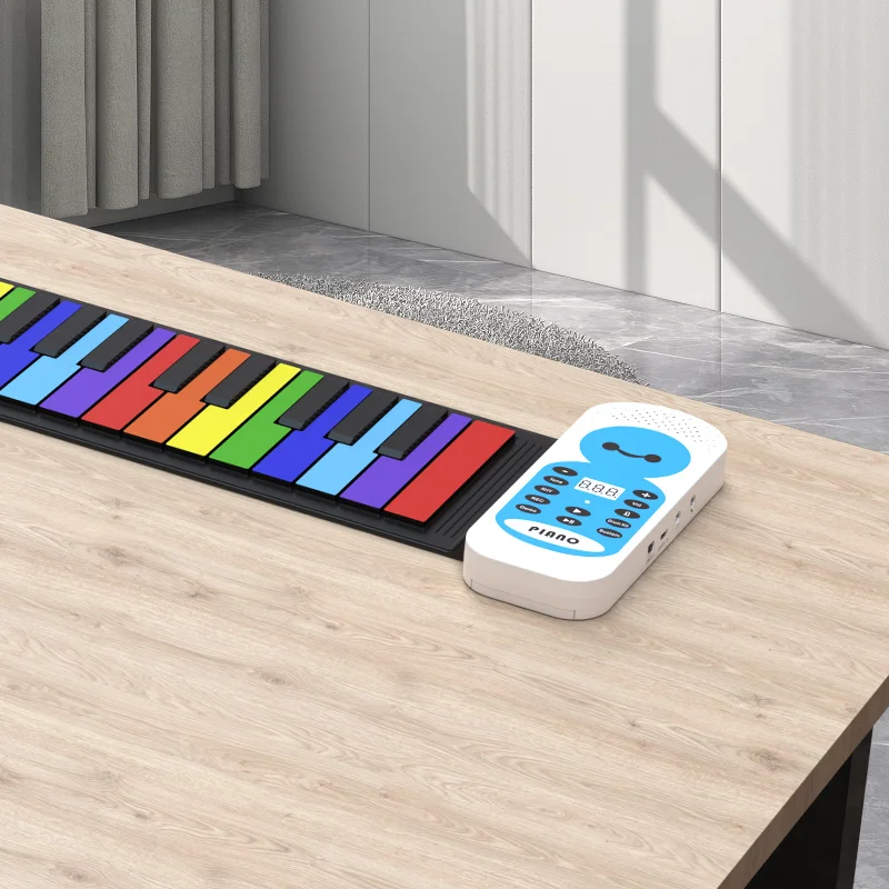 Konix 49 Keys Rainbow Rubber Electric Mini Child Babi Piano Silicone Flexible Portable Usb Hand Roll up Piano Small Keyboard