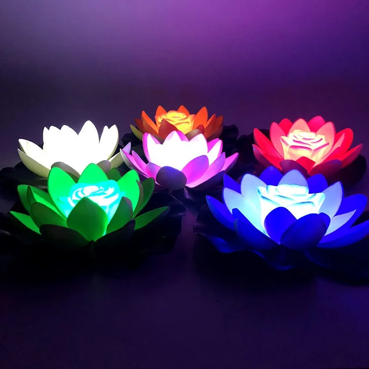 Multicolor Recyclable Eco-friendly EVA Foam  Water  Floating  Lotus Pool Wish Lantern  Led  Lily Water Lantern