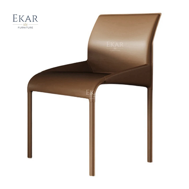 Modern Minimalist Dining Chair Stylish Comfort Contemporary Dining Rooms-Synthetic Leather Fabric Metal Home Office Table Use