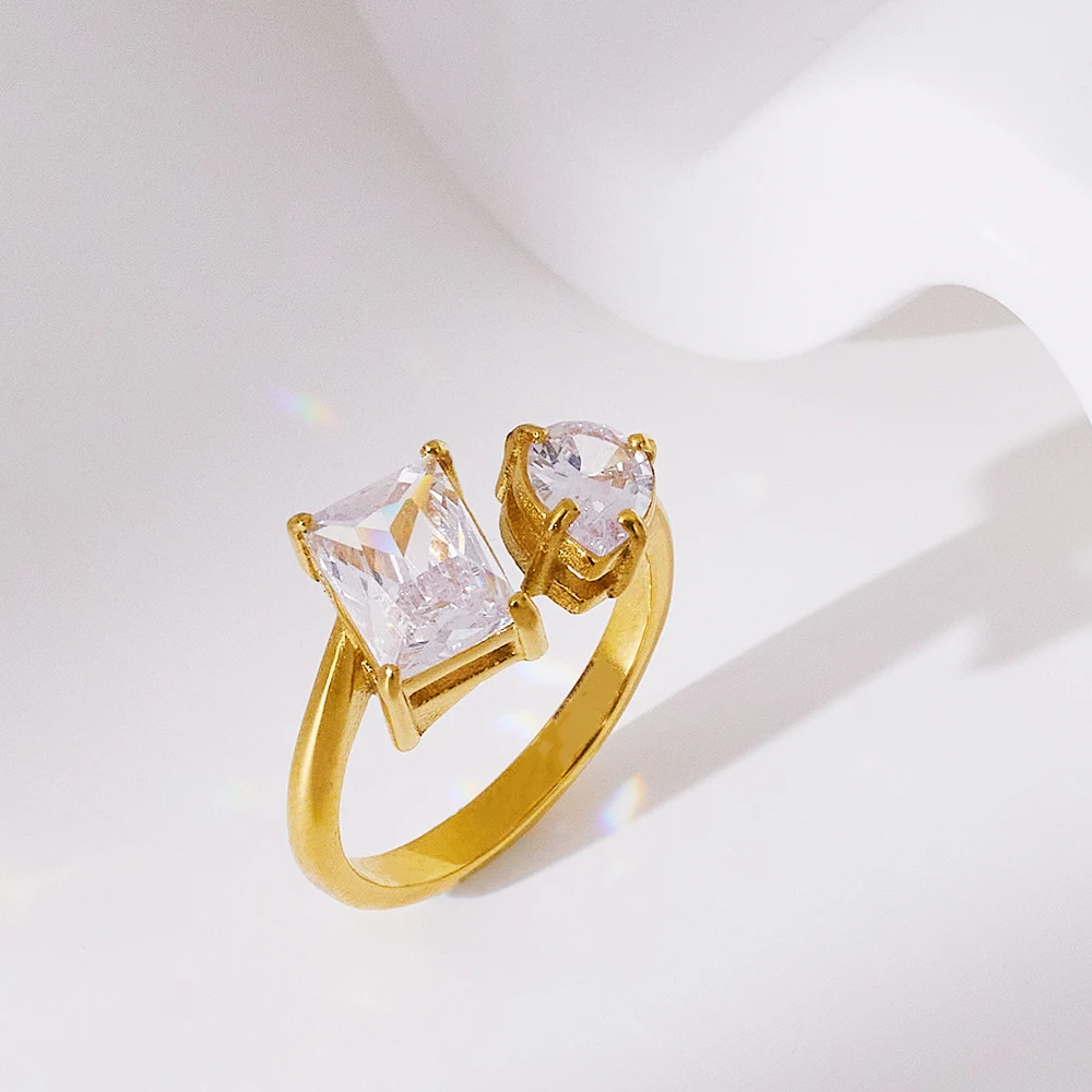 Custom 18k Gold Plated Waterproof Cubiczirconia Crystal Stainless Steel