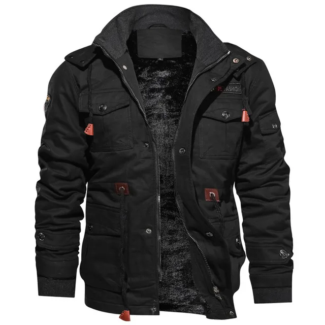 Men's Hooded Winter Jacket With Stand Collar And Warm Fleece Lining_voghion.com