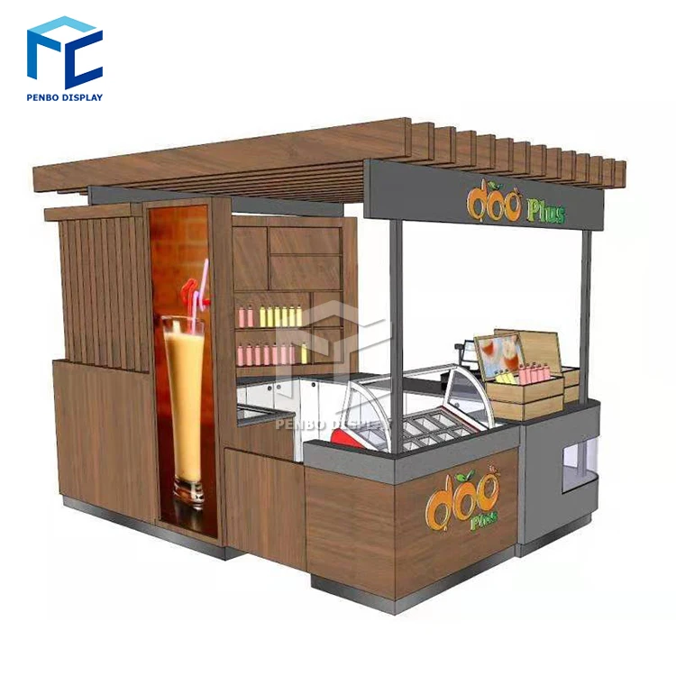 Customized Small Commercial Prefab Coffee Shop Decoration Design Display Counter Mall Cafe Kiosk Shops Furniture