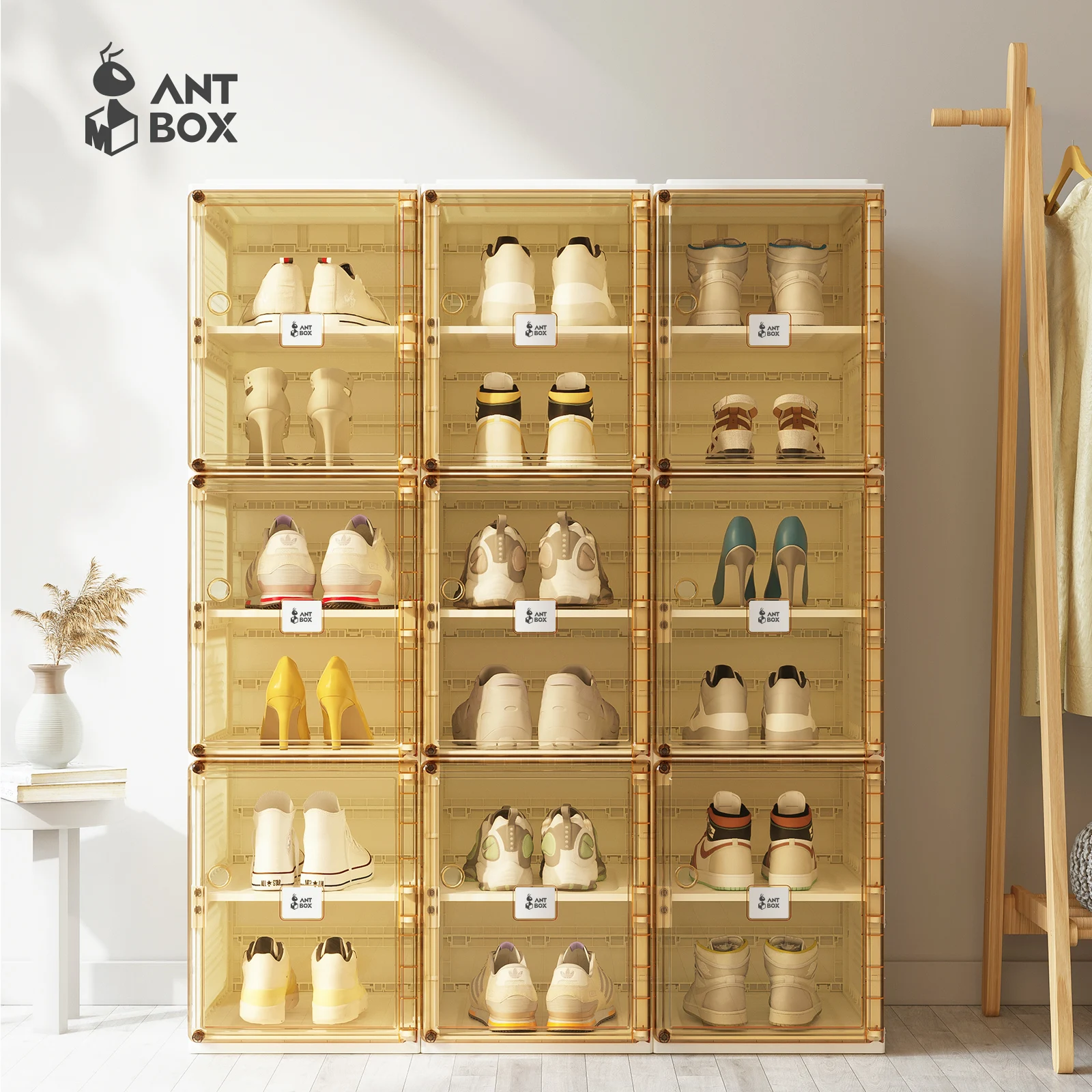 Drop Front Clear Stackable Shoe Box With Magnets Acrylic Storage Transparent Shoe Box Storage Racks