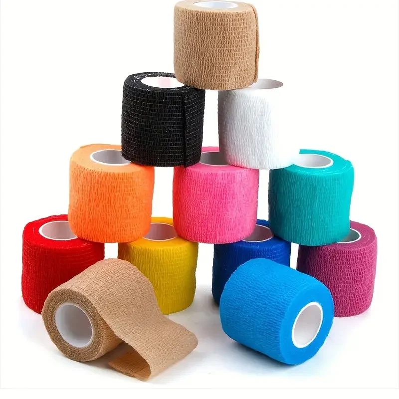2 Rolls Beige Custom Pattern Elastic Adhesive Bandage Tape Wrap Flexible Stretch Sports Wrap for Ankle Knee Wrist Sprains