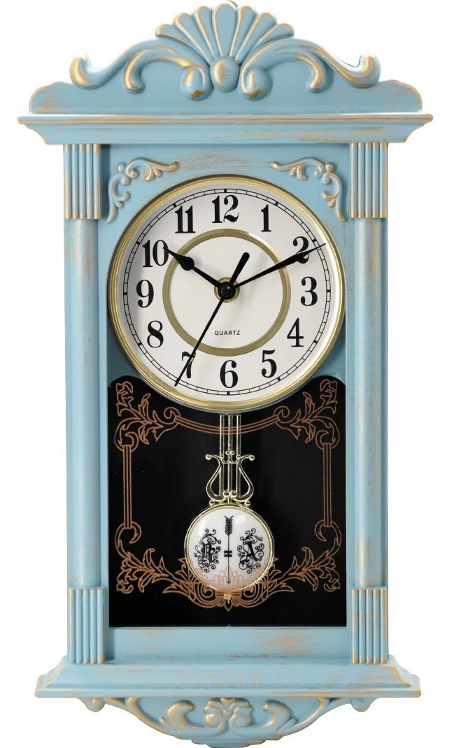 Home Decorative European Retro Plastic Pendulum Hot Sale Gift Plastic Wall Clock