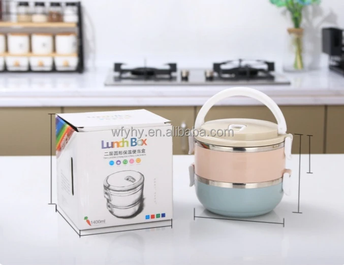 Stainless Steel 304 Round Lunch Tiffin Box Thermal Stackable Lunchbox