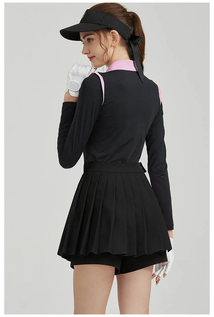 Women's Golf Long Sleeve Diagonal Collar Tshirt Autumn Slim Golf