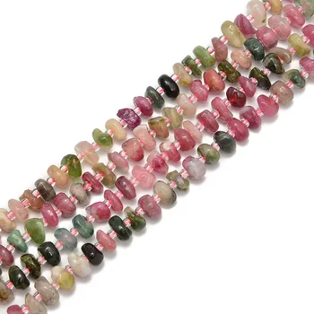 Top Quality 8-9mm Mix Tourmaline Quartz Pebble Nugget Slice Chips Gemstone Loose Beads For Jewelry Making