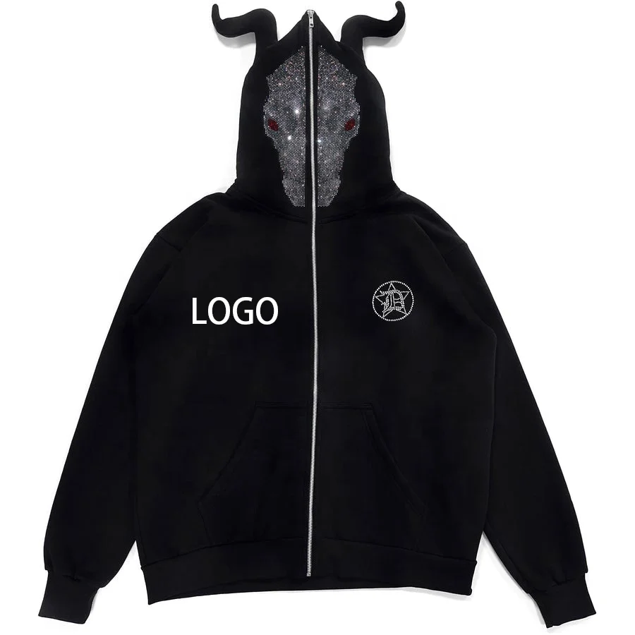 Custom Fleece Rhinestone Men's Hoodies & Sweatshirts Jackets Full Body