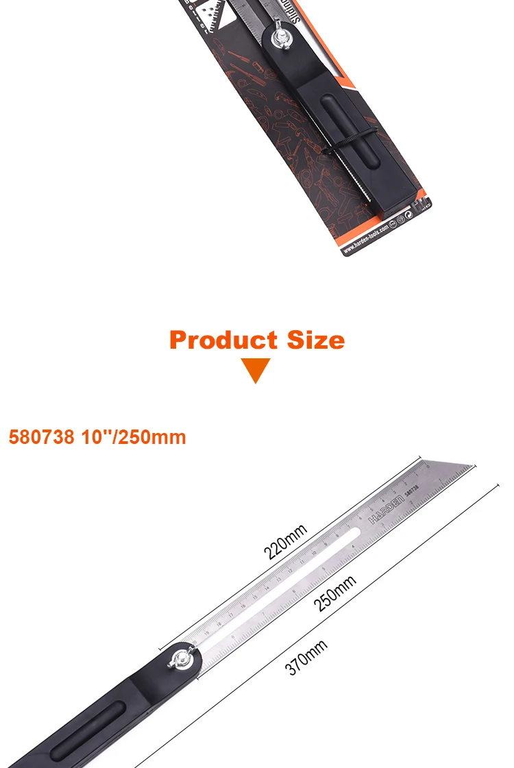 Wholesale OEM 10 Inch 250MM Measuring Ruler  Sliding Bevel Ruler