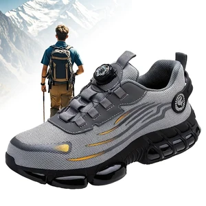 JIANKUN Breathable Light Sneaker Safety Shoes  Buckle Fly Knitting Fabric PU Sole Anti-smash Anti-puncture Non-slip Function