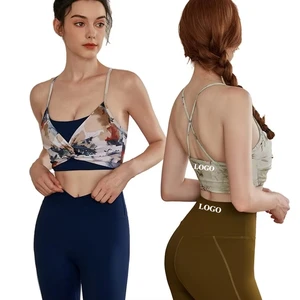 Custom Logo Women's Yoga Sets Print Cross Back Bra High Waist Leggings Fitness & Yoga Wear Gym Clothes