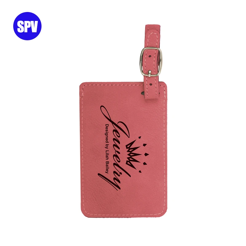 Pink Laserable Leatherette Blanks Leather Luggage Tag with Laser Engraving Logo