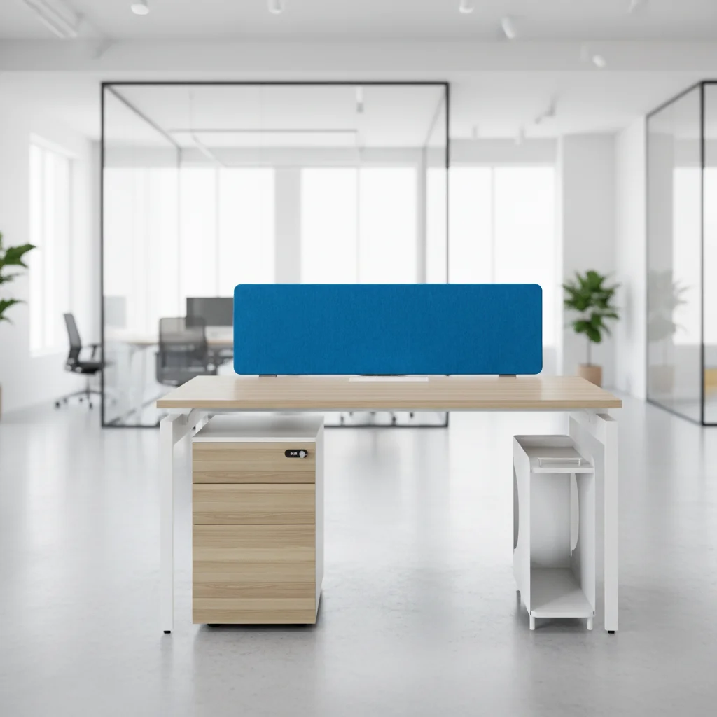 Office Wood Workstation Aluminum Frame Integrated Cable Management Modern Standing Desk Design Professional Desk 3