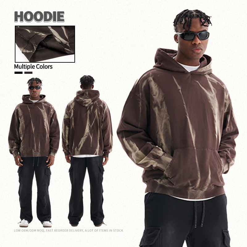 High Quality Heavyweight Sunfaded Washed Hoody Custom Streetwear Casual Fashion Acid Wash Hoodies
