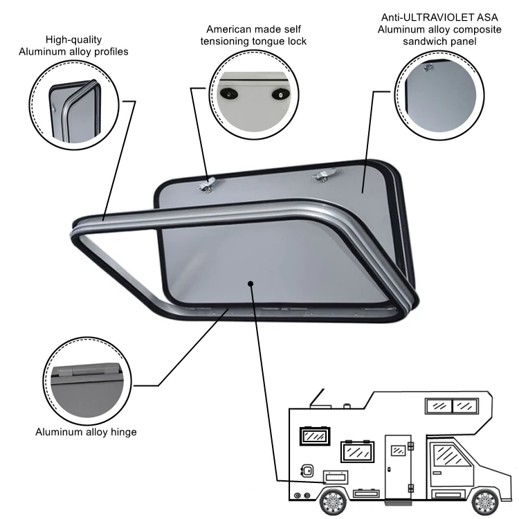 High quality TONGFA aluminum alloy Luggage door with RV motorhome Caravan camper campervan