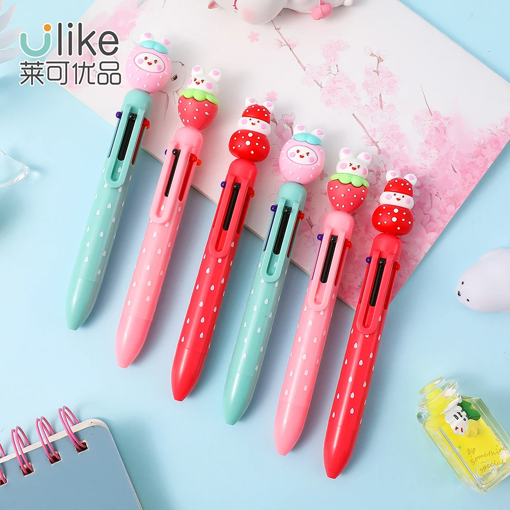 6色カワイイストロベリー漫画ボールペンかわいい学校事務用品文房具パペラリアエスコラーマルチカラーペン Buy かわいいイチゴ漫画ボールペン ボールペン 安いかわいいペン Product On Alibaba Com