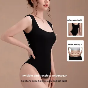Trendy Sleek Butt-Lifting Padded-Cup Waist-Slimming Camisole-Style Breast-Lifting Tummy Control Bodysuit for Women