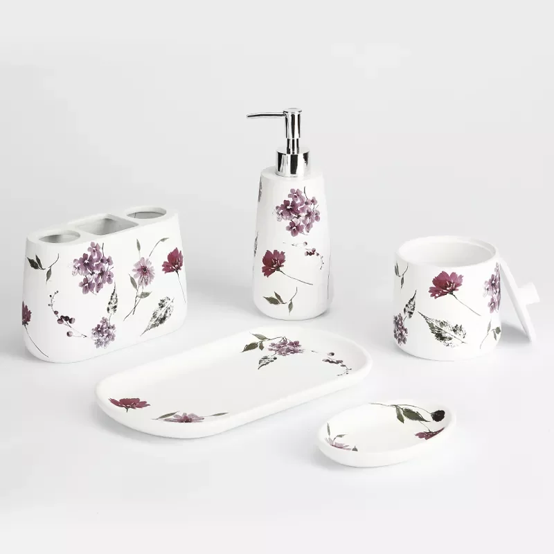Custom Bathroom Accessories Set Vanity Tray Soap Dish Lotion Dispenser
