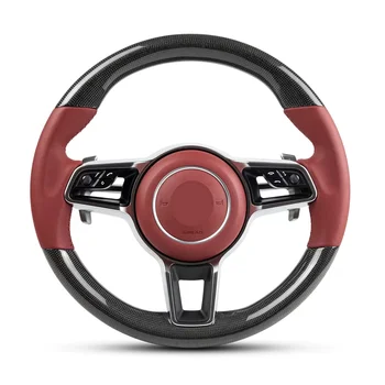 Custom Carbon Fiber Leather Led Upgrade Steering Wheel Fit For Porsche Cayenne 911 718 991 Mancan Penamera Steering Wheel