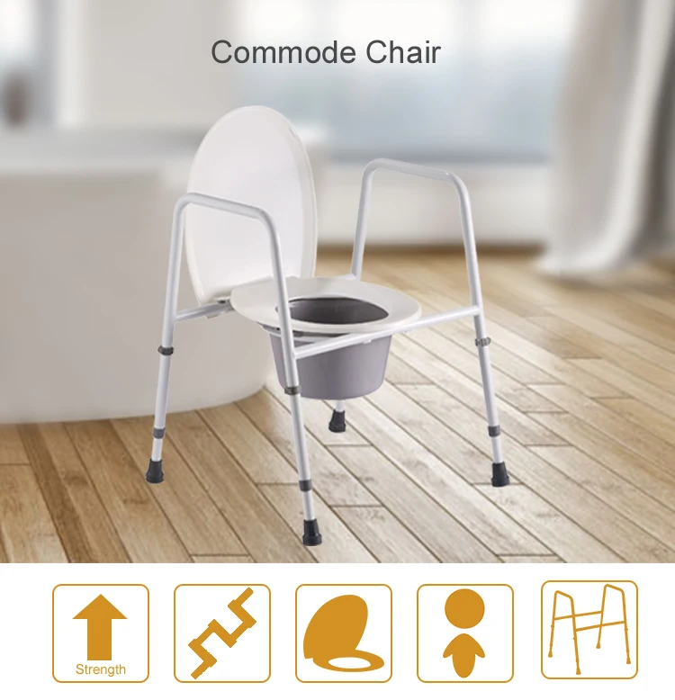 Folding Commode Chair Aluminum Disabled Toilet Seat Health Care Height