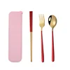 Oro+rojo- Cuchara/tenedor/palillos/estuche