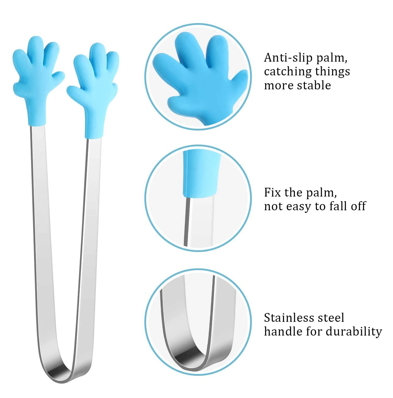 5inch Silicone Mini Tong Hand Shape Stainless Steel Cooking Tong With Silicone Tip For Serving