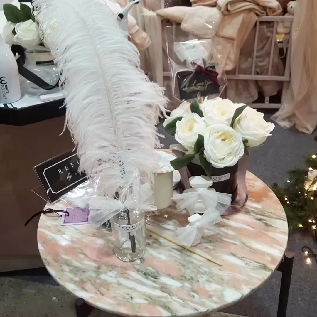 product yuanda oem factory wholesale rose marble tabletop custom size polished honed round oval dining coffee table top supplier807-8