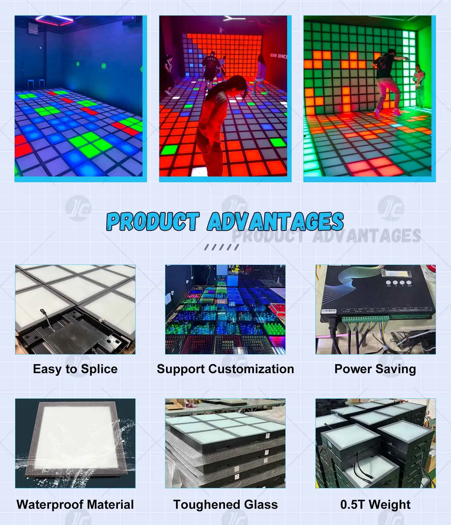 Super Grid RGB Interactive Dance Floor Game Tiles Light UpStep ...