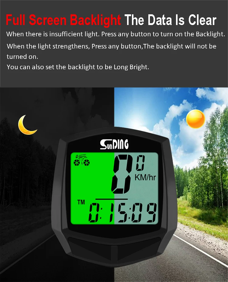 Sunding Wireless Bike Computer Bicycle Speedometer Cycle Odometer
