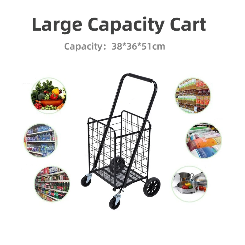 Factory Price Grocery Utility Shopping Trolleys Carts Portable Foldable