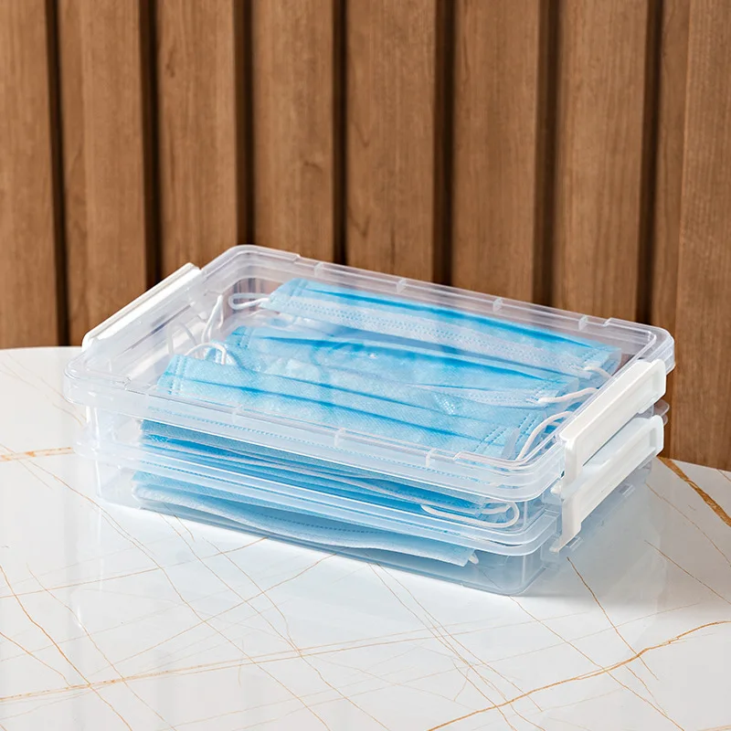 2 Deck Clear A4 File Box - Stackable Desk File Container Holder