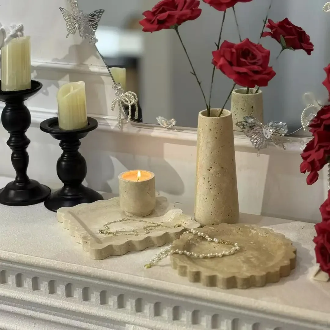 Elegant Travertine Marble Handicrafts Natural Interior Design Accessories