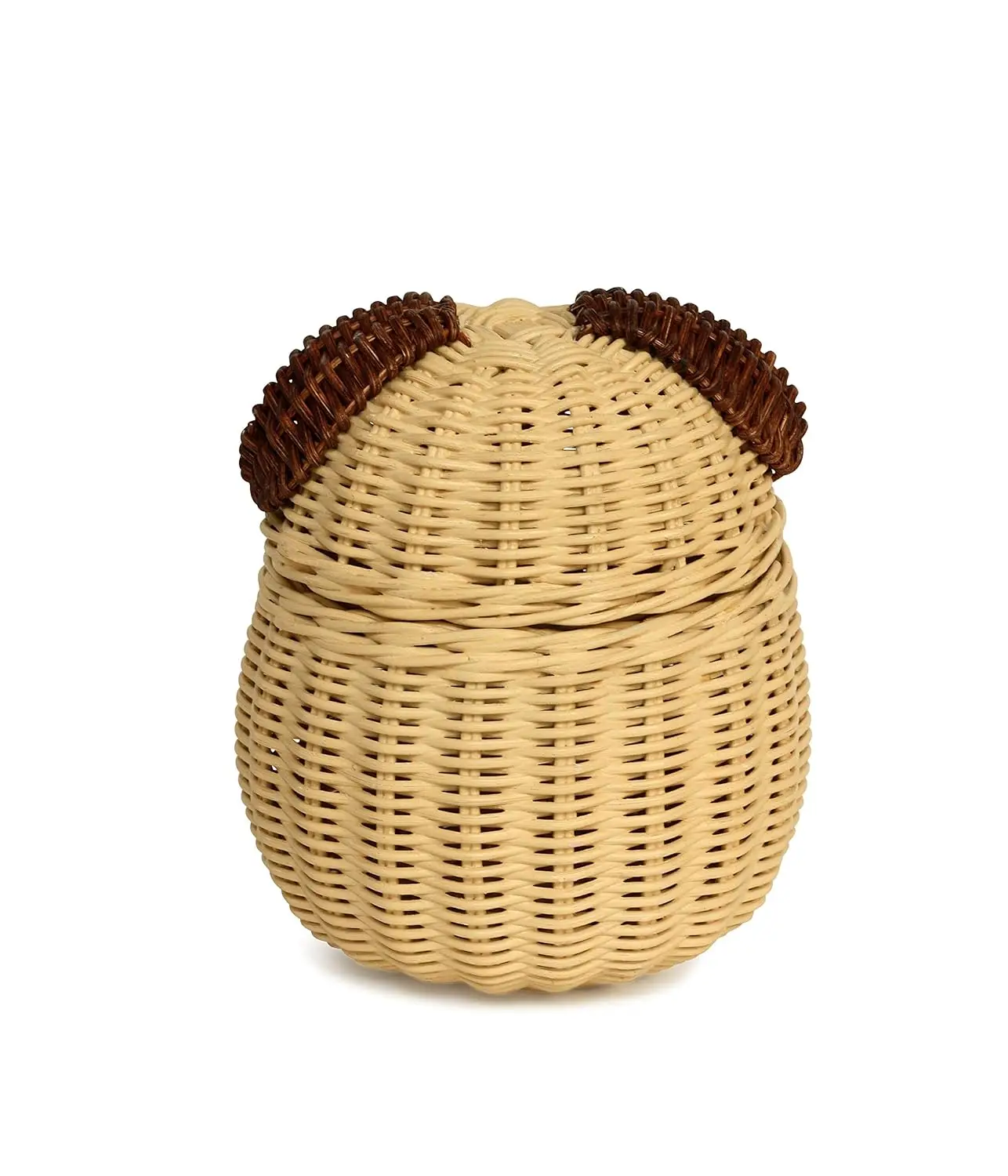 HT Cute Handmade Handcraft Rattan Storage Basket Kids Animal With Lid Decorative Home Decor Dog Organizer