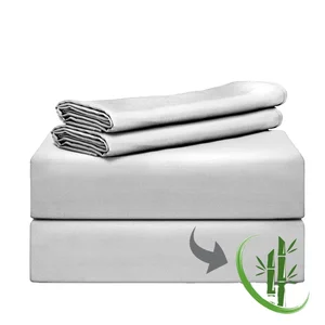 HONEYMOON Luxury Silky Soft White Fitted Flat Design Machine Washable Organic Custom Bedding 100% Bamboo Fabric Bed Sheet Set